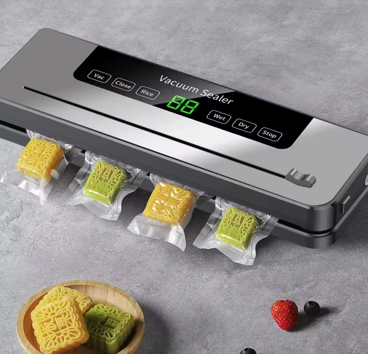 Sigillatrice sottovuoto elettrica per alimenti, con pulsante touch, funzione secco/umido