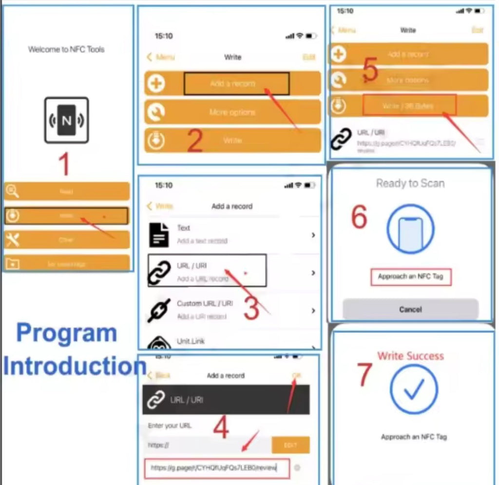 Scheda NFC 215 programmabile con codice QR per Recensioni Google